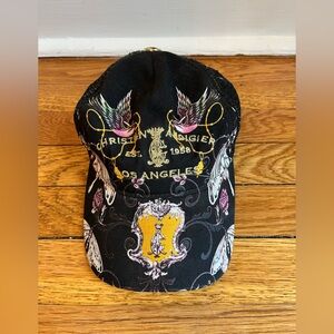 Christian Audigier Los Angeles Butterfly Birds Black Pink Mesh Snapback